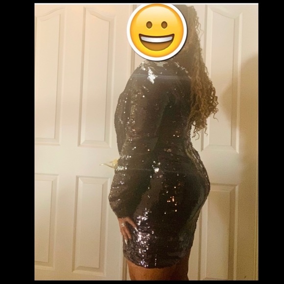 Sequin Black shirt dress size 14 - Picture 5 of 7